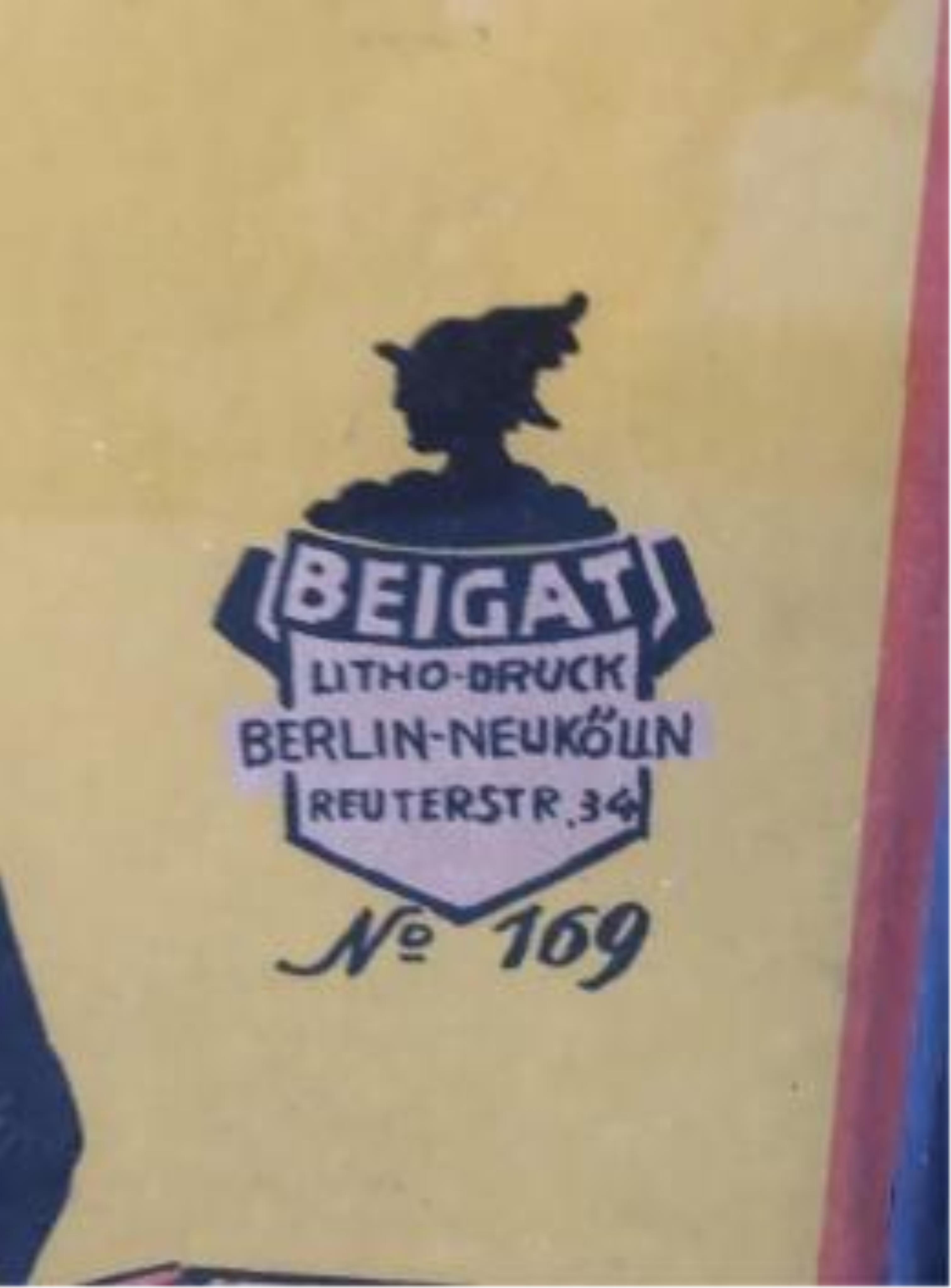 Beigat Litho Druck - Berlin - Neukölln Reuterstraße, 34 No. 169. c.1920, lithographic poster on paper, 'Illusion', c.1920, 68 x 91cm. Condition - fair to good